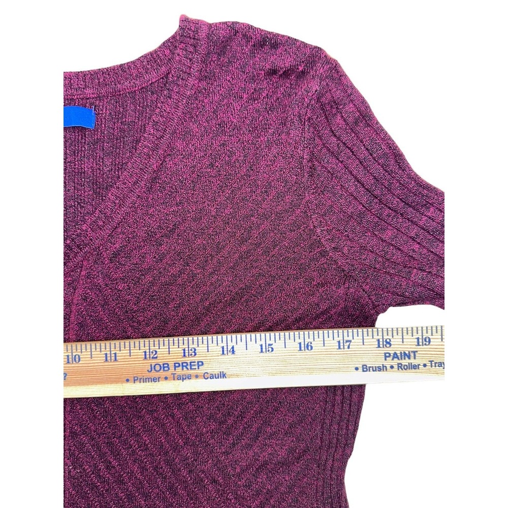 APT.9 Womens Sweater Size S Magenta V-neck Side Slits Sparkly Long Sleeve Knit - Picture 7 of 8